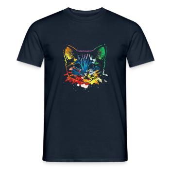 Chat pop art - T-shirt homme - marine - Devant - AI Model Male 178 light (178cm)