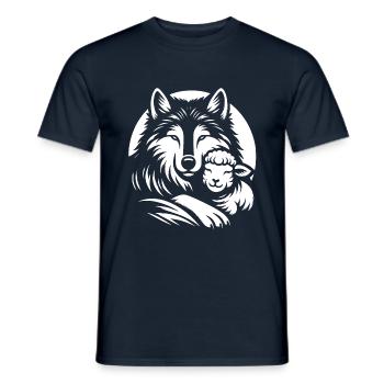 Wolf and lamb, we can all be friends - Men's T-Shirt - navy - Front - AI Model Male 178 light (178cm)
