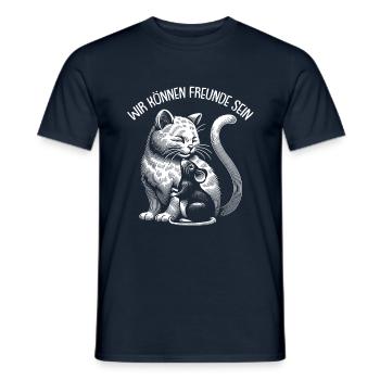 Katze und Maus in Freundschaft Frieden und Liebe - Männer T-Shirt - Navy - Vorne - AI Model Male 178 light (178cm)