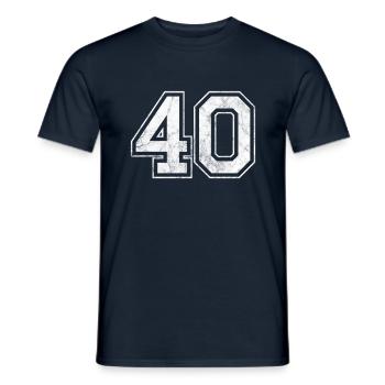 Number 40 - Men's T-Shirt - navy - Front - AI Model Male 178 light (178cm)