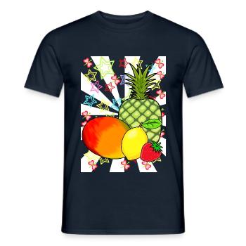 80s Fruit Fruits Fruit Retro Teen - Men's T-Shirt - navy - Front - AI Model Male 178 light (178cm)