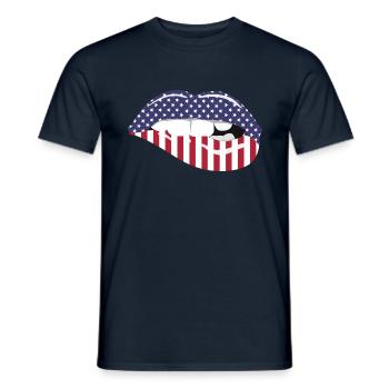 Lip Kiss USA Print - Men's T-Shirt - navy - Front - AI Model Male 178 light (178cm)