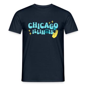 Chicago 70s Hippie - Men's T-Shirt - navy - Front - AI Model Male 178 light (178cm)