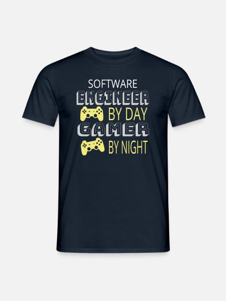 Funny - Software Engineer by Day Gamer by Night - Mænd T-shirt - marineblå