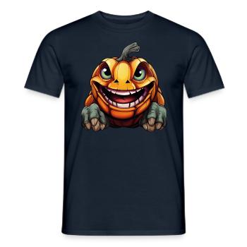 Tortue d’Halloween effrayante avec tête de citrouille - T-shirt homme - marine - Devant - AI Model Male 178 light (178cm)