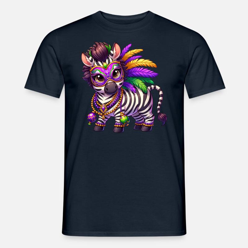 Mardi Gras Zebra Comic Süß - Männer T-Shirt - Navy