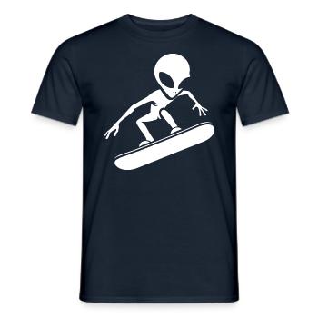 Design minimaliste : Alien Snowboarder - T-shirt homme - marine - Devant - AI Model Male 178 light (178cm)