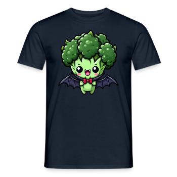 Süßer Halloween Brokkoli Vampir Cartoon - Männer T-Shirt - Navy - Vorne - AI Model Male 178 light (178cm)
