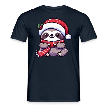 Süßes Faultier Chibi Weihnachten Mops Cartoon - Männer T-Shirt - Navy - Vorne - AI Model Male 178 light (178cm)