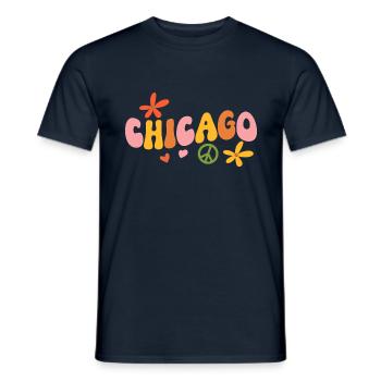 Chicago 70s Hippie - Men's T-Shirt - navy - Front - AI Model Male 178 light (178cm)