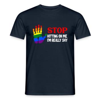 Stop dredging me, I'm shy - Men's T-Shirt - navy - Front - AI Model Male 178 light (178cm)