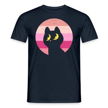 Chat Rétro - T-shirt homme - marine - Devant - AI Model Male 178 light (178cm)