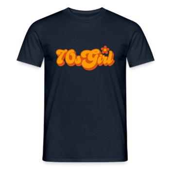 70er Jahre Mädchen 70s Girl Hippie - Männer T-Shirt - Navy - Vorne - AI Model Male 178 light (178cm)