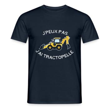J'peux pas, j'ai tractopelle - T-shirt homme - marine - Devant - AI Model Male 178 light (178cm)