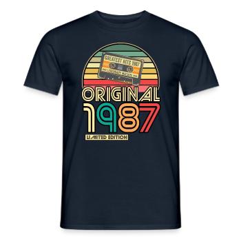 Cassette Tape Retro Vintage 1987 geboren Jahr 1987 - Männer T-Shirt - Navy - Vorne - AI Model Male 178 light (178cm)