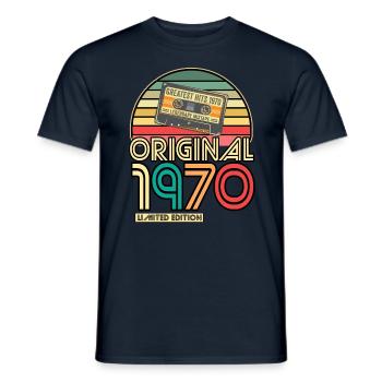 Cassette Tape Retro Vintage 1970 geboren Jahr 1970 - Männer T-Shirt - Navy - Vorne - AI Model Male 178 light (178cm)