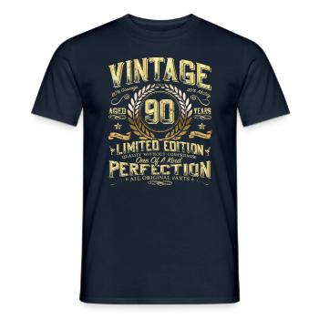 90th Birthday Gift Idea Vintage Optics 90 Years - Men's T-Shirt - navy - Front - AI Model Male 178 light (178cm)