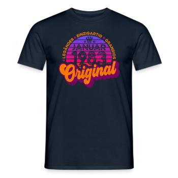 geboren Januar 1983 Geburtstags Retro Design - Männer T-Shirt - Navy - Vorne - AI Model Male 178 light (178cm)