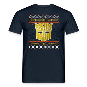 Transformers G1 Bumblebee Maske Ugly Christmas - Männer T-Shirt - Navy - Vorne - AI Model Male 178 light (178cm)
