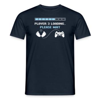 Player 3 loading funny gaming pregnancy ank - Men's T-Shirt - navy - Front - AI Model Male 178 light (178cm)