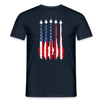 American Flag USA Airplane Jet Fighter 4th July Pa - Men's T-Shirt - navy - Front - AI Model Male 178 light (178cm)