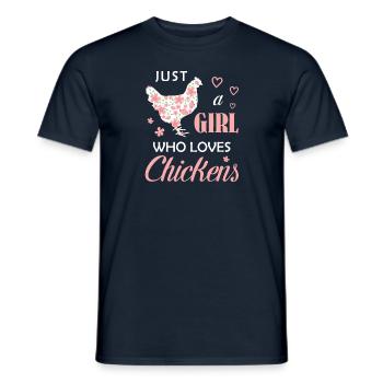 Just a Girl Who Loves Chickens Chicken Flowers Far - Men's T-Shirt - navy - Front - AI Model Male 178 light (178cm)