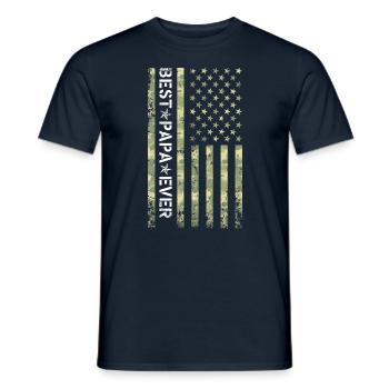 Best PAPA Ever Vintage American Flag Camo Fathers - Men's T-Shirt - navy - Front - AI Model Male 178 light (178cm)