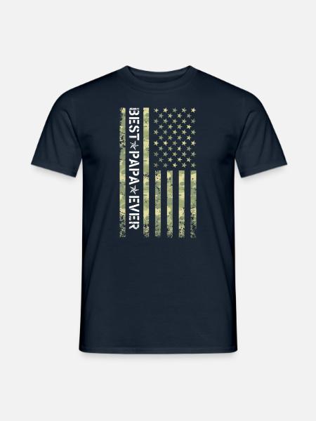 Best PAPA Ever Vintage American Flag Camo Fathers - Männer T-Shirt - Navy