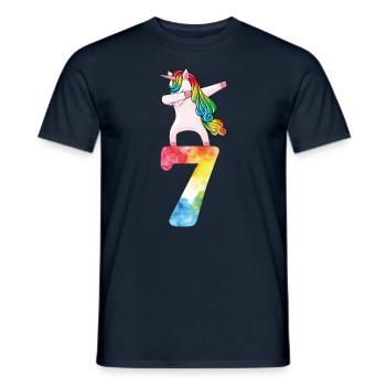 7th Birthday Unicorn Girls Gift Funny 7 Years Old - Men's T-Shirt - navy - Front - AI Model Male 178 light (178cm)