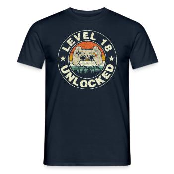 Level 18 Unlocked Gaming 18th Video Gamer Birthday - Männer T-Shirt - Navy - Vorne - AI Model Male 178 light (178cm)
