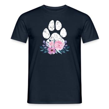 Amant de chien mignon chiot chien patte impression cadeau floral amusant - T-shirt homme - marine - Devant - AI Model Male 178 light (178cm)