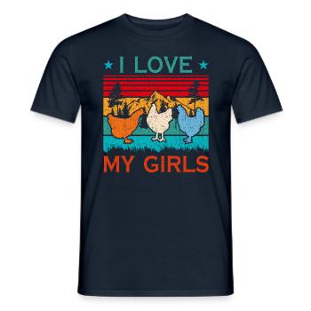 I Love My Girls Retro Farmer Farm Chick Funny Chic - Männer T-Shirt - Navy - Vorne - AI Model Male 178 light (178cm)