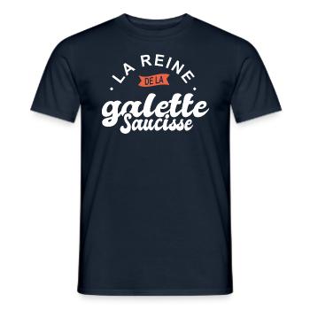 reine la galette saucisse breton bretagne cuisine - T-shirt homme - marine - Devant - AI Model Male 178 light (178cm)