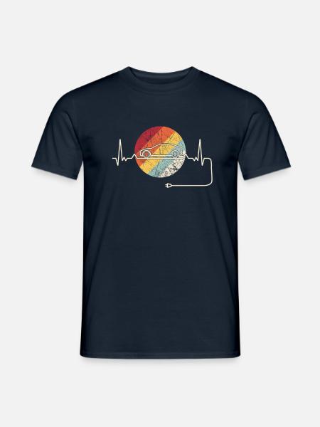 Herzschlag für Elektroauto retro Elektromobilität - Männer T-Shirt - Navy