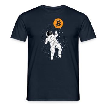 To The Moon Astronaut Bitcoin Shirt Krypto Bitcoin - T-shirt homme - marine - Devant - AI Model Male 178 light (178cm)