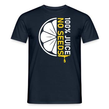 Drôle de t-shirt vasectomie - 100 % Juice No Seeds - T-shirt homme - marine - Devant - AI Model Male 178 light (178cm)