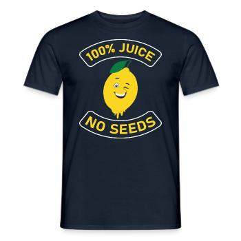Drôle de t-shirt vasectomie - 100 % Juice No Seeds - T-shirt homme - marine - Devant - AI Model Male 178 light (178cm)