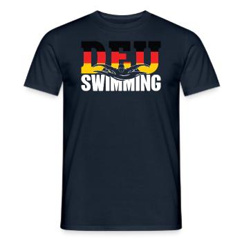 Swimming - DEU German Flag & Swimmers - - Men's T-Shirt - navy - Front - AI Model Male 178 light (178cm)