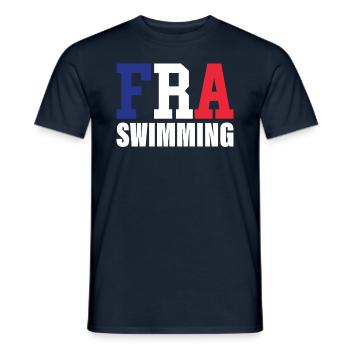 Swimming - FRA French Flag & Swimmers - - Men's T-Shirt - navy - Front - AI Model Male 178 light (178cm)