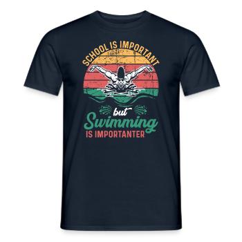 L’école Est important La natation Est Une baignade importante - T-shirt homme - marine - Devant - AI Model Male 178 light (178cm)