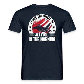 Kampfjet Jet Fuel In The Morning - Vintage Pilot - T-shirt homme - marine - Devant - AI Model Male 178 light (178cm)