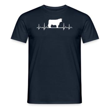 Hereford Rancher - Pulse Heartbeat Cow Farmer - Men's T-Shirt - navy - Front - AI Model Male 178 light (178cm)
