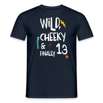 Wild, Frech & Finally 13 - 13 years old birthday - Men's T-Shirt - navy - Front - AI Model Male 178 light (178cm)