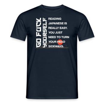 Reading Japanese is easy - Men's T-Shirt - navy - Front - AI Model Male 178 light (178cm)