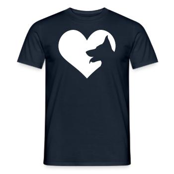 Malinois Berger Chien Coeur Silhouette - T-shirt homme - marine - Devant - AI Model Male 178 light (178cm)