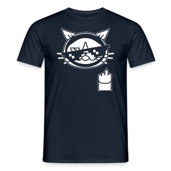 Doigt d’honneur de chat - Chat noir retourné - T-shirt homme - marine - Devant - AI Model Male 178 light (178cm)