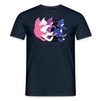 Drapeau LGBTQ - Cute Cat Pile Gender Fluid - T-shirt homme - marine - Devant - AI Model Male 178 light (178cm)