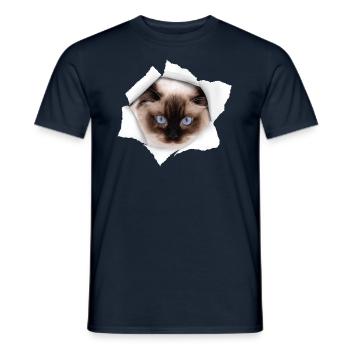 Nette Katze Torn - Ragdoll Cat - Männer T-Shirt - Navy - Vorne - AI Model Male 178 light (178cm)