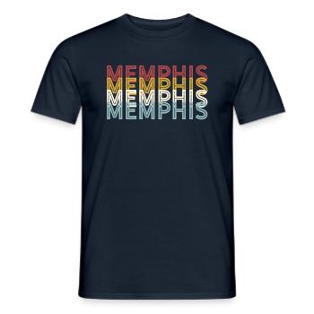USA City Rétro des années 70 - Vintage Memphis - T-shirt homme - marine - Devant - AI Model Male 178 light (178cm)