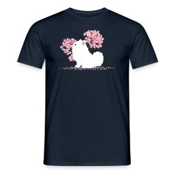 Japonais Kawaii Sakura - Spitz Dog - T-shirt homme - marine - Devant - AI Model Male 178 light (178cm)